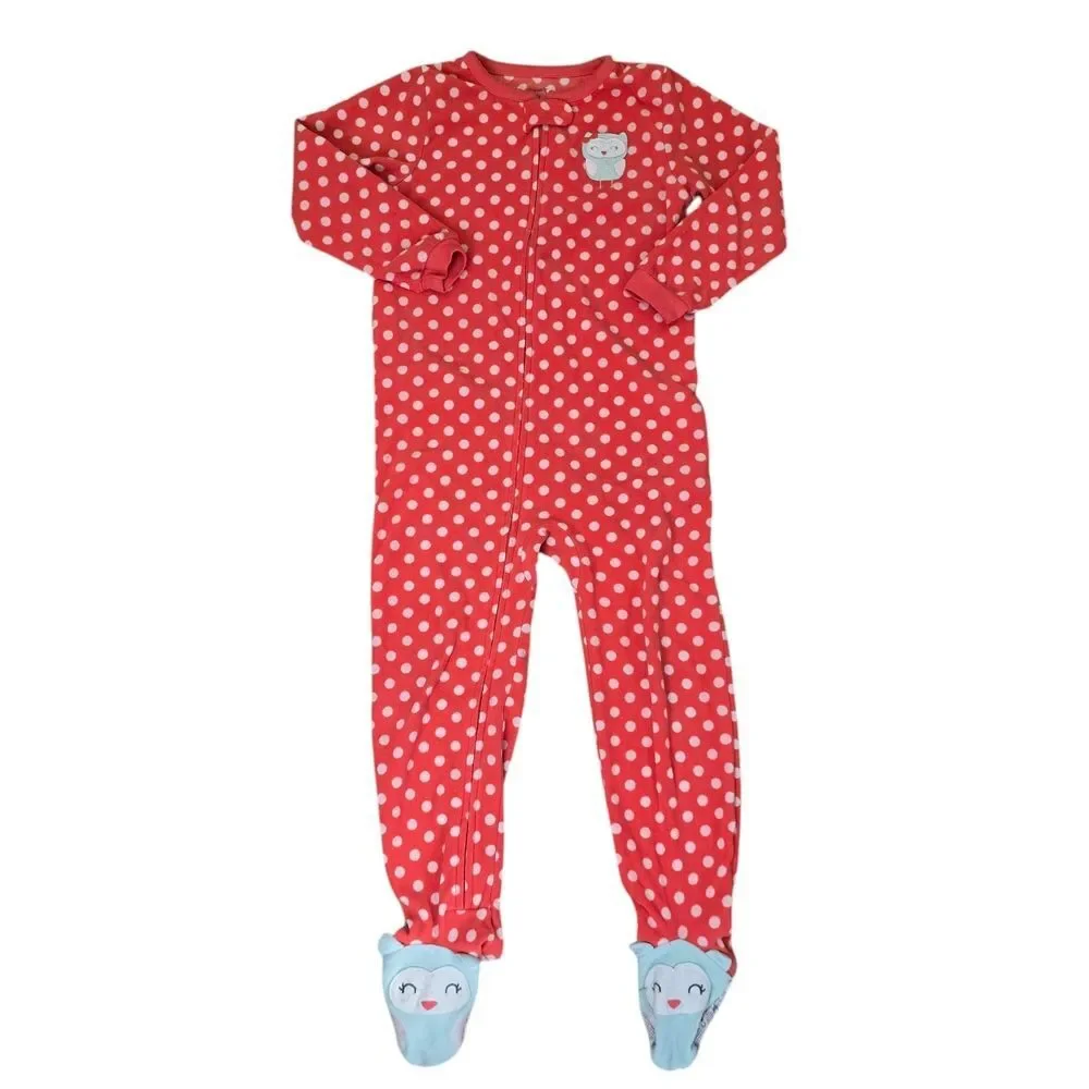 Carter's Christmas Holiday PJ Pajama Lot of 5 Girls Size 5 5T AOP Zipper Fleece